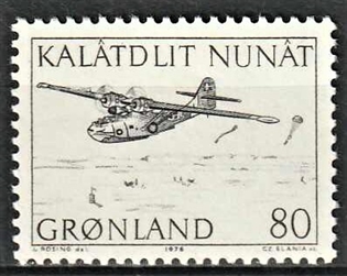 FRIMÆRKER GRØNLAND | 1976 - AFA 98 - Postbefordring - 80 øre sort - Postfrisk